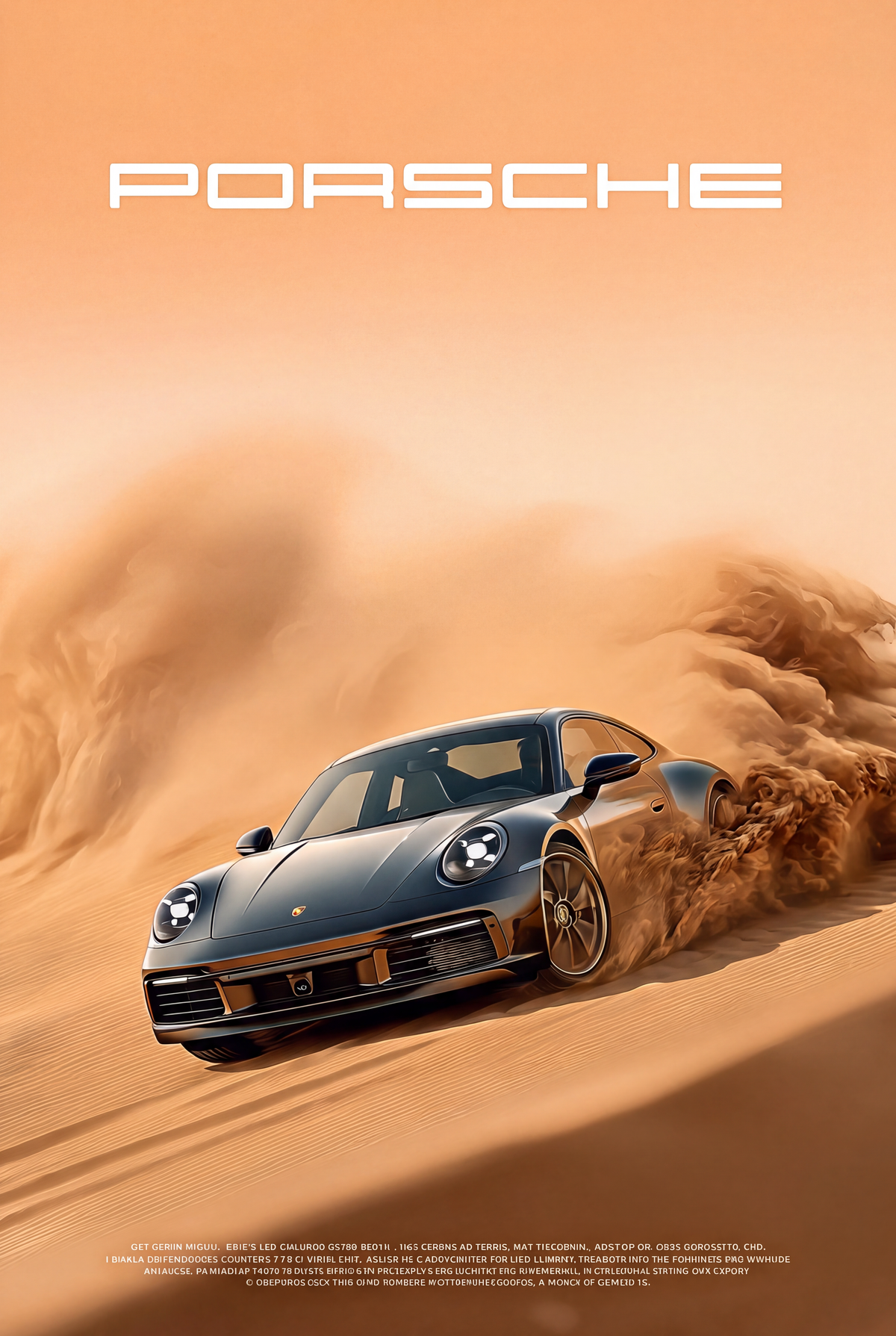 Porsche 911 Desert Metal Poster